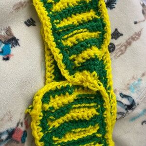 Handmade Green and Yellow Crochet Scarf..